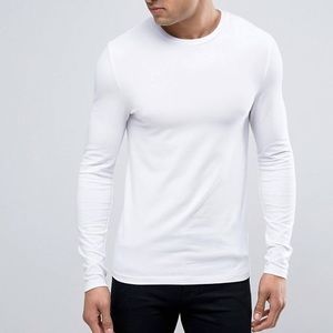 Fitted white long sleeve shirt